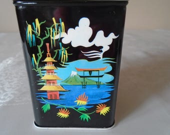 oriental design toffee tin/tea caddy