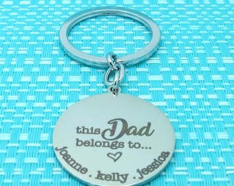 Personalized Dad, This Dad Belongs To, Daddy Gift, Fathers Day Gift, Gifts For Him, Custom Keychain, Mens Personalized, Gifts for Dad