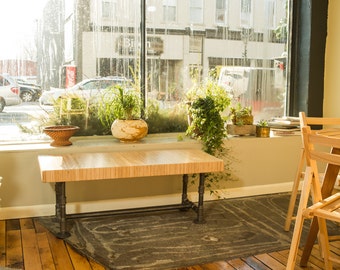 Large Wooden Bench. Laminated Bench. Black Pipe Bench. Modern Bench. Entryway Bench. Entry Bench. Industrial Bench. Metal Bench. Unique.