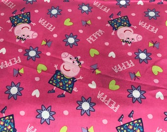 Nick Jr. Peppa Pig pink fabric featuring Peppa,cartoon fabric, preschool fabric, pig fabric, kids fabric