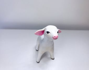 Baby Sheep Polymer Clay Figurine