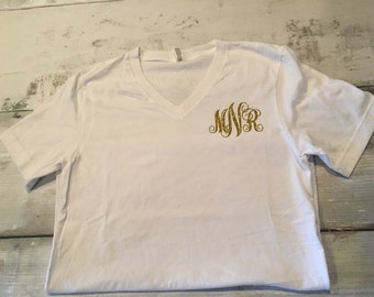 Women's Monogrammed Shirt | Bridal Party Shirts | Bride Shirt | Monogram | Preppy | script | Women's | Bridesmaids gift | wedding gift |