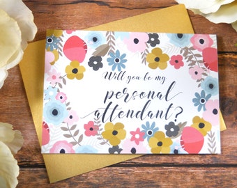 Will You Be My PERSONAL ATTENDANT CARD, Personal Attendant Card, Personal Attendant Gift, Wedding Stationery, Bridesmaid Proposal