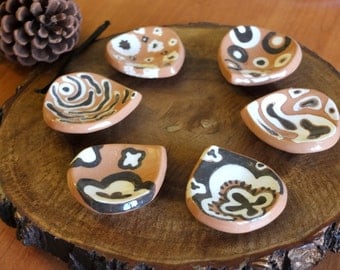 Set of 6 Ceramic Tea Bag Holder, Tea Bag Rest, Set of six, Ceramics and Pottery, Wedding Favors, Ring Dish, Ceramic Jewelry Holder
