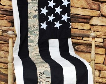 Air Force - Military - Air Force Retirement - Air Force Wife - Air Force Mom - Air Force Throw - Tiger Stripe - Airman - Armed Forces Gift