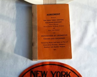 Vintage 1958 Railroadiana. Agreement Between the NYC RR Co and Brotherhood of Locomotive Firemen and Enginemen.Governing Rules and Pay Rates
