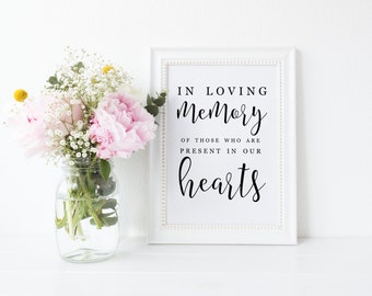 Printable Tribute Sign, In Loving Memory of Those Who Are Present in Our Hearts, Heaven Sign, Tribute Sign,