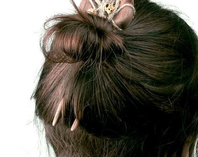 Hairpin - wooden hairpin - skull hairpin - wooden hair stick - wooden hair fork - hair accesories - hair fork - handmade hairpin