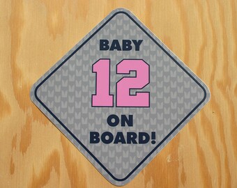 Baby 12 On Board -- Seattle Seahawks Baby on Board -- 12 Baby on Board Sticker -- Seattle Seahawks Baby Shower Gift -- Seahawk Baby Decal