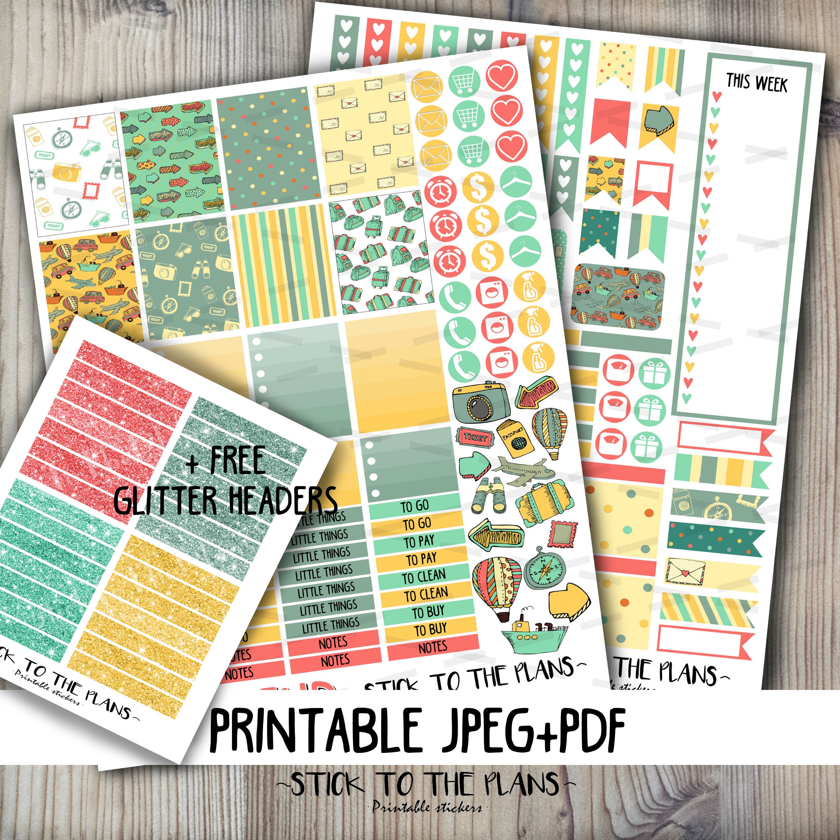 travel printable planner stickers cute travel spring kit