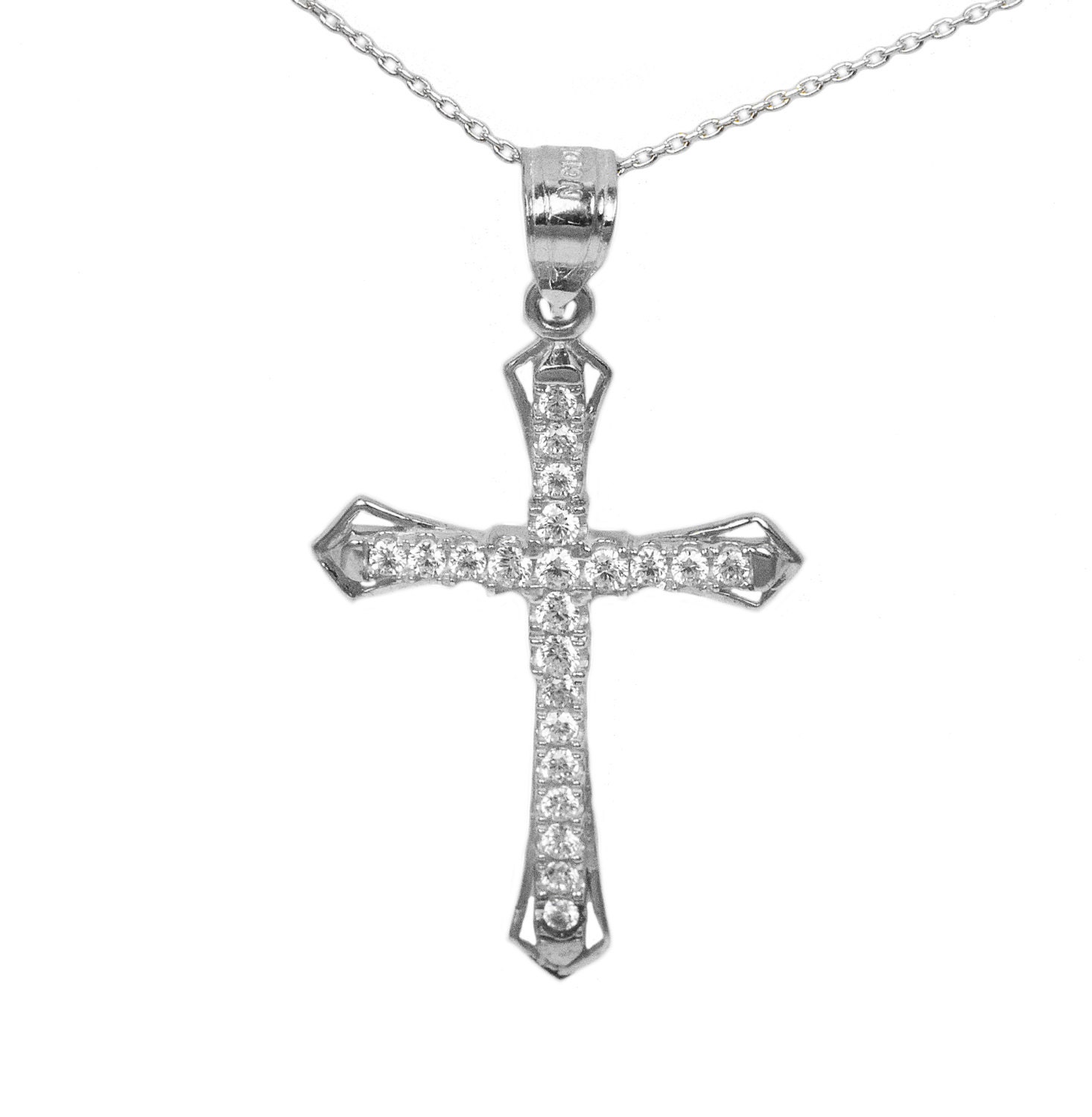 925 Sterling Silver Cubic Zirconia Cross Pendant