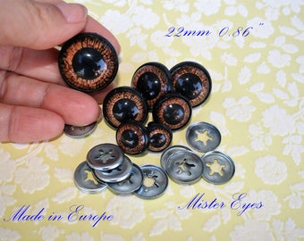 Safety eyes brown 22 mm 1 pair for plush animal amigurumi bear cat dog plastic eyes