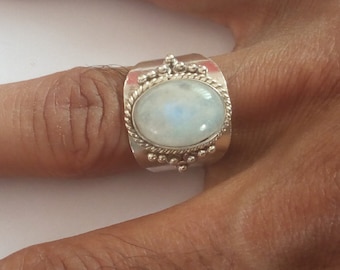 rainbow moonstone ring, Silver Ring, Silver moonstone Ring,92.5% solid sterling Silver Ring, Sterling Silver Ring, size 3-12(USA Standard)