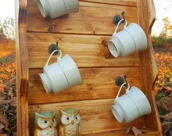 Coffee cup holder, Coffee cup shelf, Tea cup holder, Coffee cup hooks, Tea cup display, Great gift, Kitchen shelf, Tea cup shelf