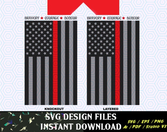 Download Thin Red Line Flag SVG Vinyl Cutting Decal for Mugs T