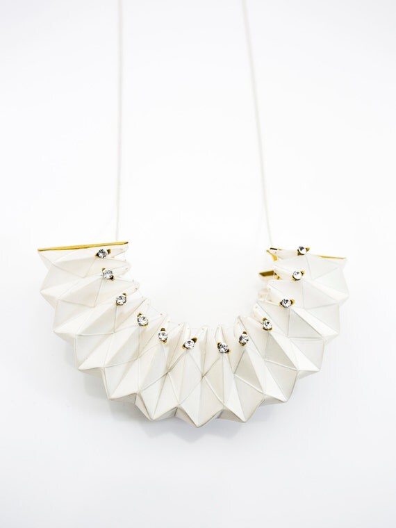 Origami Paper Necklace Paper Jewely White Statement