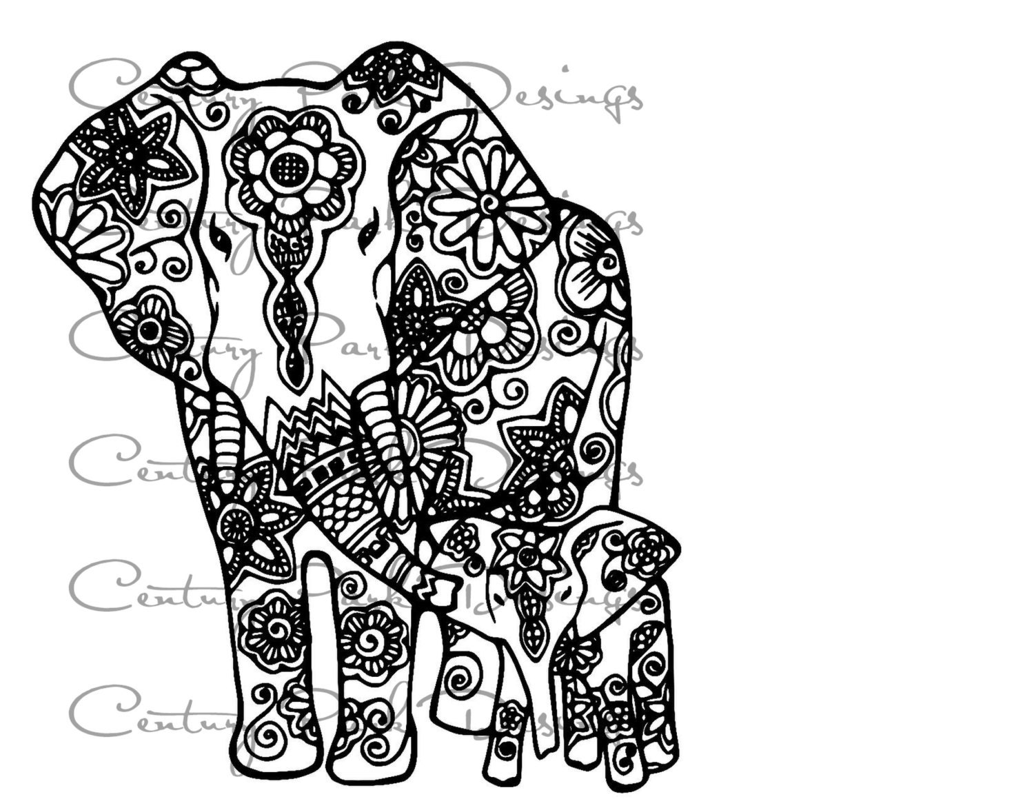 Elephant & Baby mandala SVG / JPEG / PNG /pdf/ use with