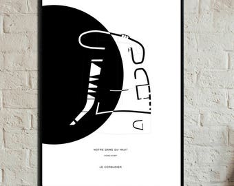 Notre Dame du Haut Poster. Instant Download. Ronchamp poster. Le Corbusier poster. Poster of architecture. Nordic-style prints.