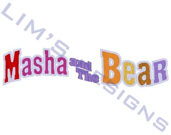 Masha and The Bear logo - fully embroidered machine embroidery design- 3 sizes 4x4", 5x7", 6x10" ( not applique )
