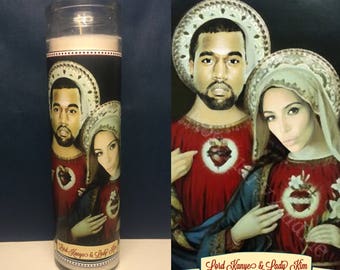 Kimye Devotional Prayer Saint Candle- Kim Kardashian & Kanye West
