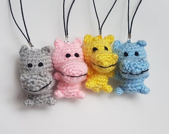Birthday party favors Baby shower party favors Crochet keychain Hippo gift Crochet Bag Charm hippopotamus stuffed animal Small Children Gift