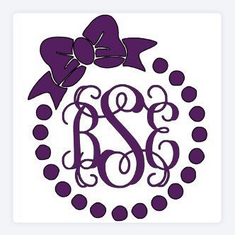 Download Vine Dotted Bow Circle Monogram Vinyl Decal FREE SHIPPING