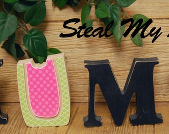 Watermelon: DIY Unfinished Spring and Summer Letter Decoration "O" Insert ONLY - Craft for "H M E", "L V E" or "WELCME" Letter Set