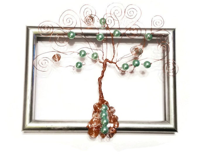 Copper and Swarovski Pearl Tree of Life Wall Hanging Frame