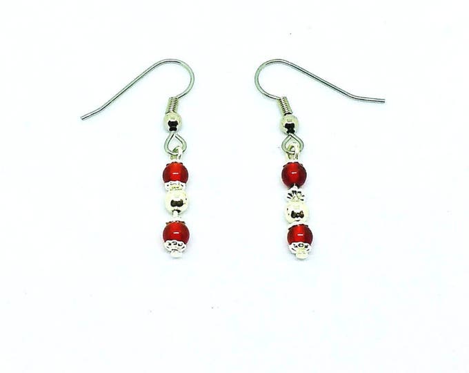 Red Carnelian Silver Dangle Earrings, Gemstone Earrings, Unique Birthday Gift, Women's Earrings, Gift for Her, Valentine's Day Gift