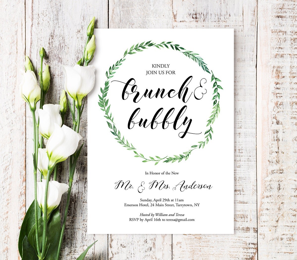 brunch & bubbly invitation template, printable post wedding brunch brunch & bubbly invitation template, printable post wedding brunch, Wedding invitations