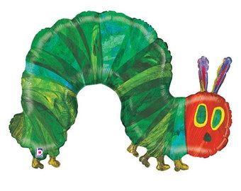 Very Hungry Caterpillar Balloon, 43" Caterpillar, Large Party Balloons,Holographic Balloon, Birthday Party, Very Hungry Caterpillar,