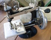 Antique vintage genuine early 1900's Singer Hand Crank child's working sewing machine-cast iron original box instructions needles and clamp