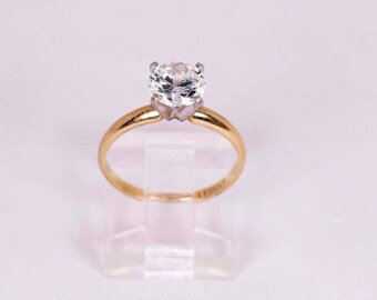 14K Yellow Gold Engagement Ring with a CZ, size 5.25