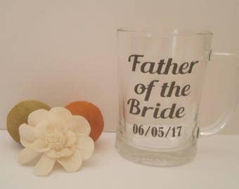 Groomsman gift, Father of the Bride Glass, Father of the Bride Tankard, Wedding Gifts, Groomsman Glass, Best Man Glass, Groom Glass