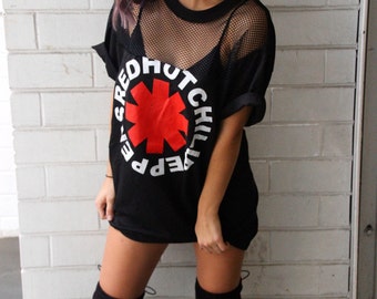 LF inspired shirt- Mesh Red Hot Chili Peppers Band Tee