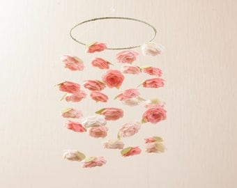 Baby Mobile Crib Mobile Flower Mobile Baby Girl Nursery Decor Floral Mobile Baby Mobiles Hanging Pink Nursery Mobile Felt Mobile Rose Mobile