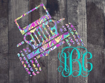 Monoram Jeep Decal| Monogram Decal| Jeep Window Decal| Tumbler Decal| Jeep Life Decal| Water Bottle Decal