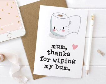 Funny Birthday Card Mum, 1st Mum Birthday, Mum Birthday Card, Birthday Card Funny, Funny Birthday Cards For Mom, Funny Thank You Card Mum