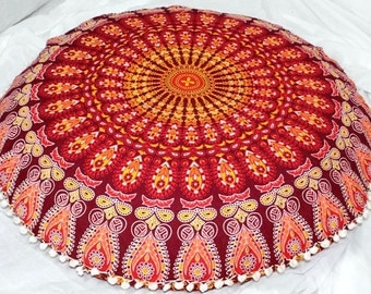 Indian large floor cushion cover mandala pillow floor pillow cover maroon pillow mandala cushion floor pillow seating floor pillow kids