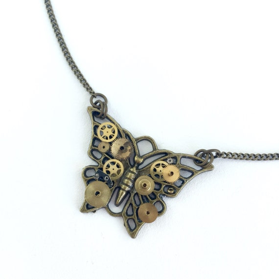 Steampunk Butterfly Pendant on Chain by AdornmentStudio steampunk buy now online Steampunk Butterfly Pendant on Chain by AdornmentStudio steampunk buy now online