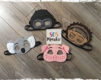 Sing Inspired Masks, Kids Mask, Kids Costume, Rosita Pig, Buster Moon Koala, Ash Porcupine, Johnny Gorilla, Sing Birthday, Halloween Masks