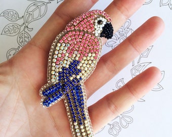 Crystal brooch parrot brooch tropical bird jewelry bird brooch unique jewelry crystal jewelry parrot jewelry parrot pin beaded brooch gift