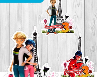 12 Centerpieces MIRACULOUS / Cat Noir & Friends Ladybug download Instantaneous, printable, high quality, PDF file, personalization included.