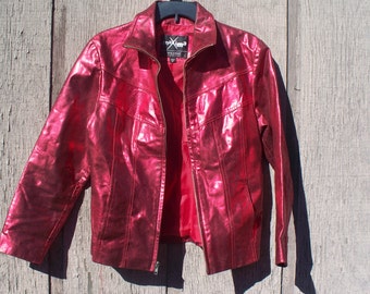 Red leather jacket | Etsy