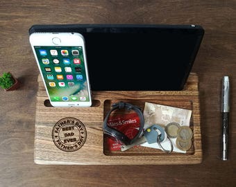 Mens Gift Father's Day Gift Personalized Dad Gift for Dad Anniversary Gift for Men Fathers Day Gift Best Dad Ever Gifts Wood Docking Station
