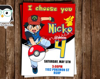 Pokemon Invitation, Pokemon Birthday Invitation, Pokemon Birthday Card. Pokemon Party, Pokemon GO Invitation, Pikachu Invitation