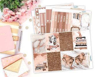 Marble N' Rose || Happy Planner Kits, Planner Sticker Kits, Rose Gold Marble Sticker Kits, Weekly Planner Kits, Planner Decor