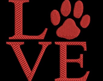 Love dogs machine embroidery design - Love embroidery design - Valentine's day embroidery design - Dogs embroidery - paw print embroidery