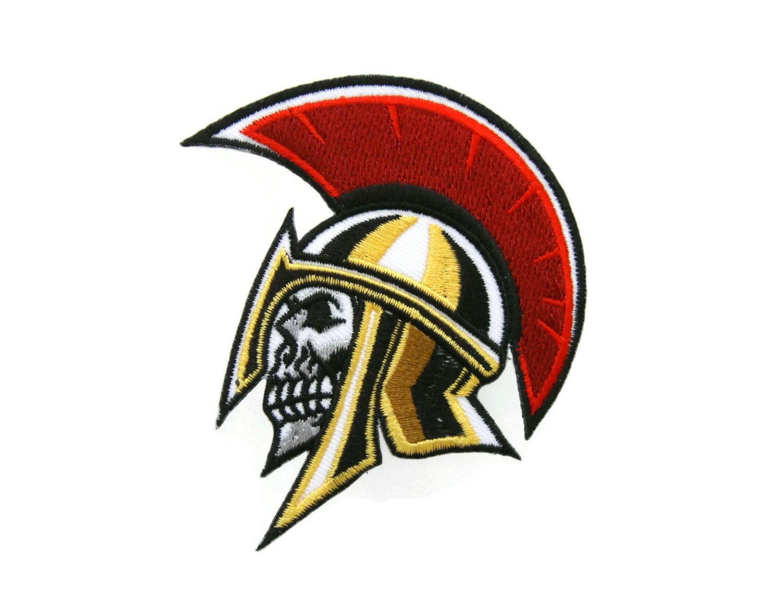 Skull Roman Gladiator Knight Embroidered Applique Iron on Patch 7.3 cm ...