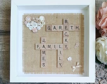 Personalised Scrabble Frame (10"x10") Personalised Wedding Frame | Family Scrabble Frame | Family Frame | Wedding Frame